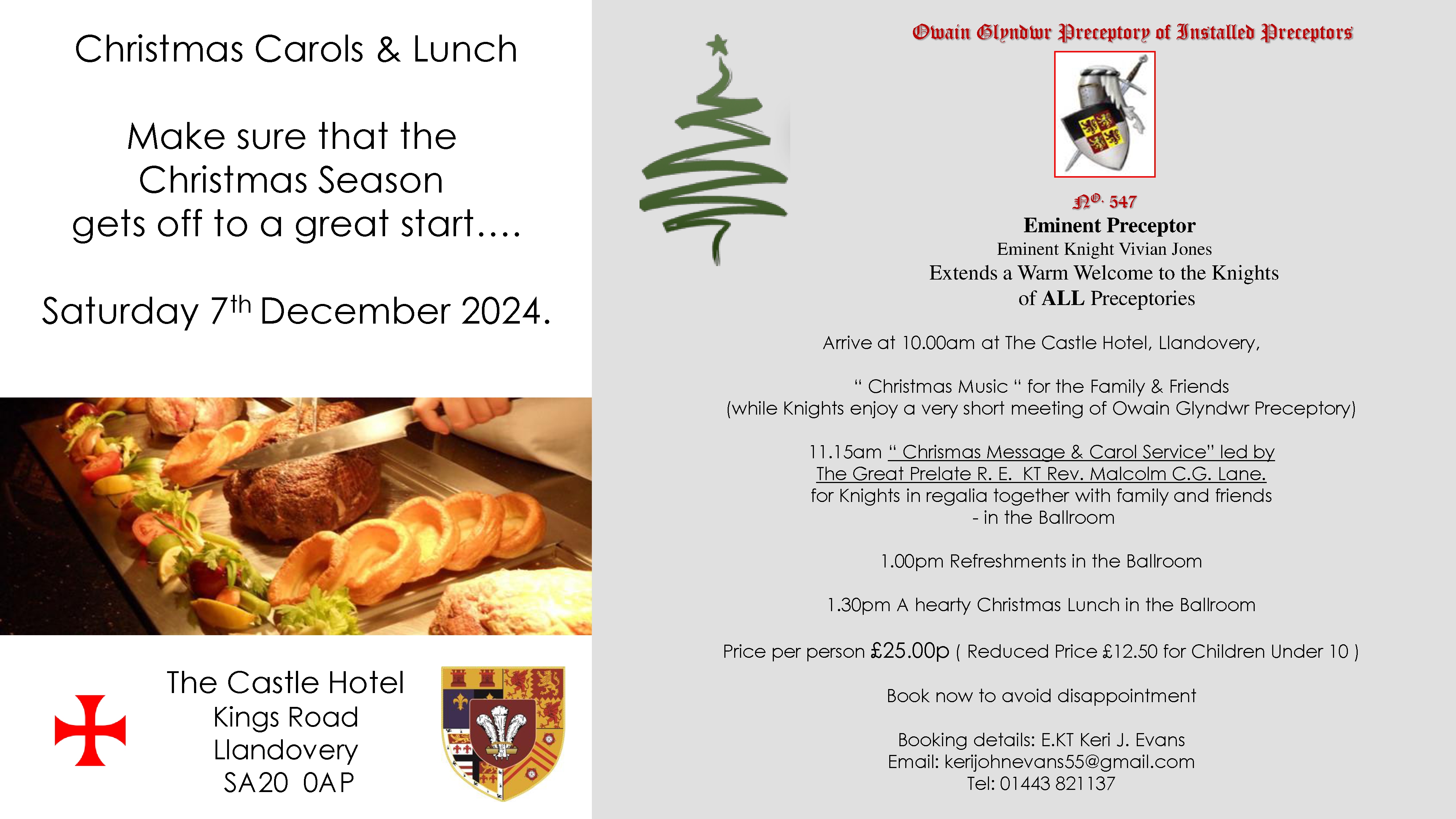 KT Owain Glyndwr Christmas Carol Meeting Flyer 2024 KT Owain Glyndwr Christmas Carol Meeting Flyer 2024